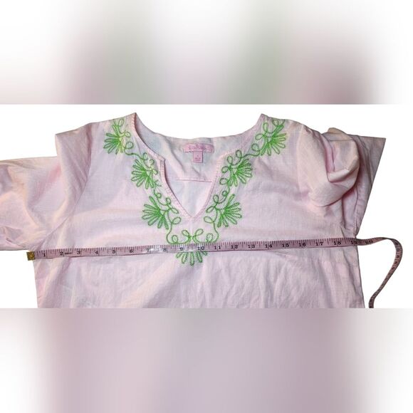 Lilly Pulitzer Elina Tunic Top Dress‎ Cotton Slub Embroidered Pink Green Swim S - Picture 8 of 10